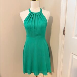 Express Fit and Flare Halter Dress with Open Back